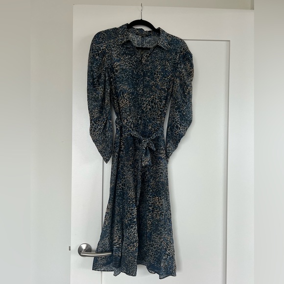 NWT Kobi Halperin Womens Morgan Silk Animal-Print Midi Dress - Picture 4 of 7